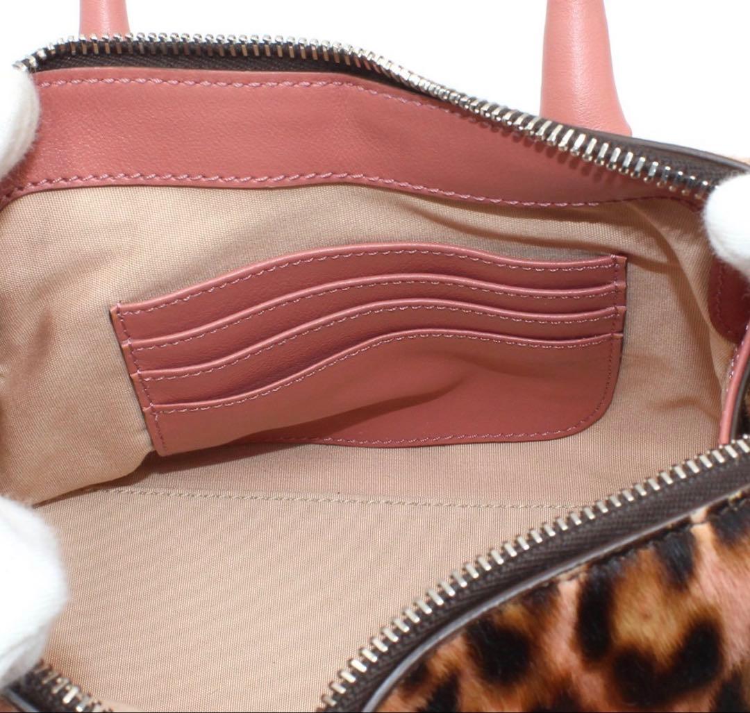 S2035 美品 トッズ Dスタイリング マイクロ レオパード ハラコ×レザー