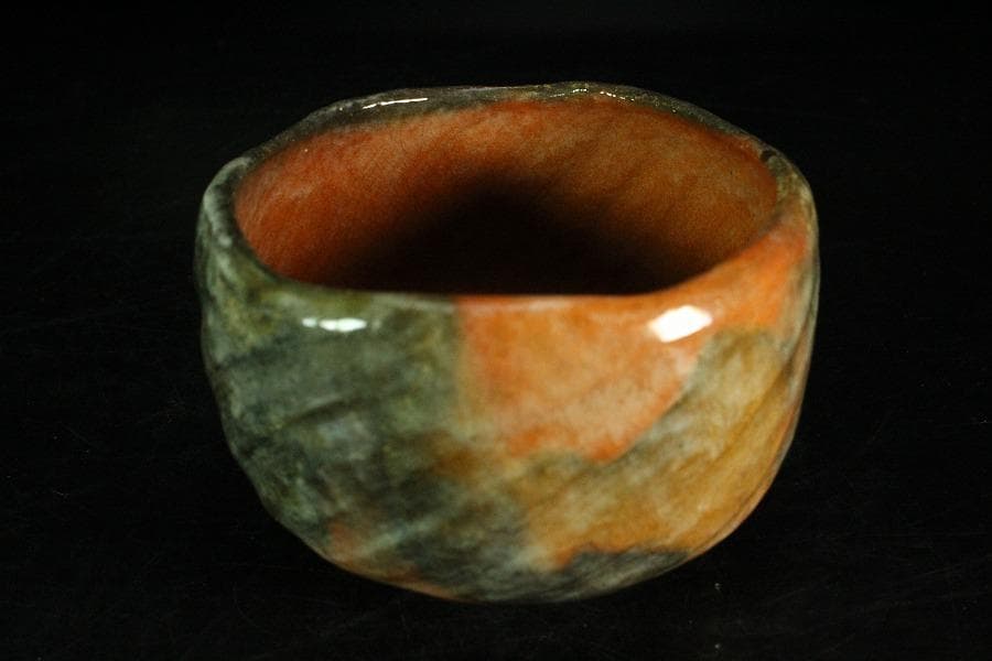 茶道具 小川長楽作 赤楽茶碗 書付(K-XA949)