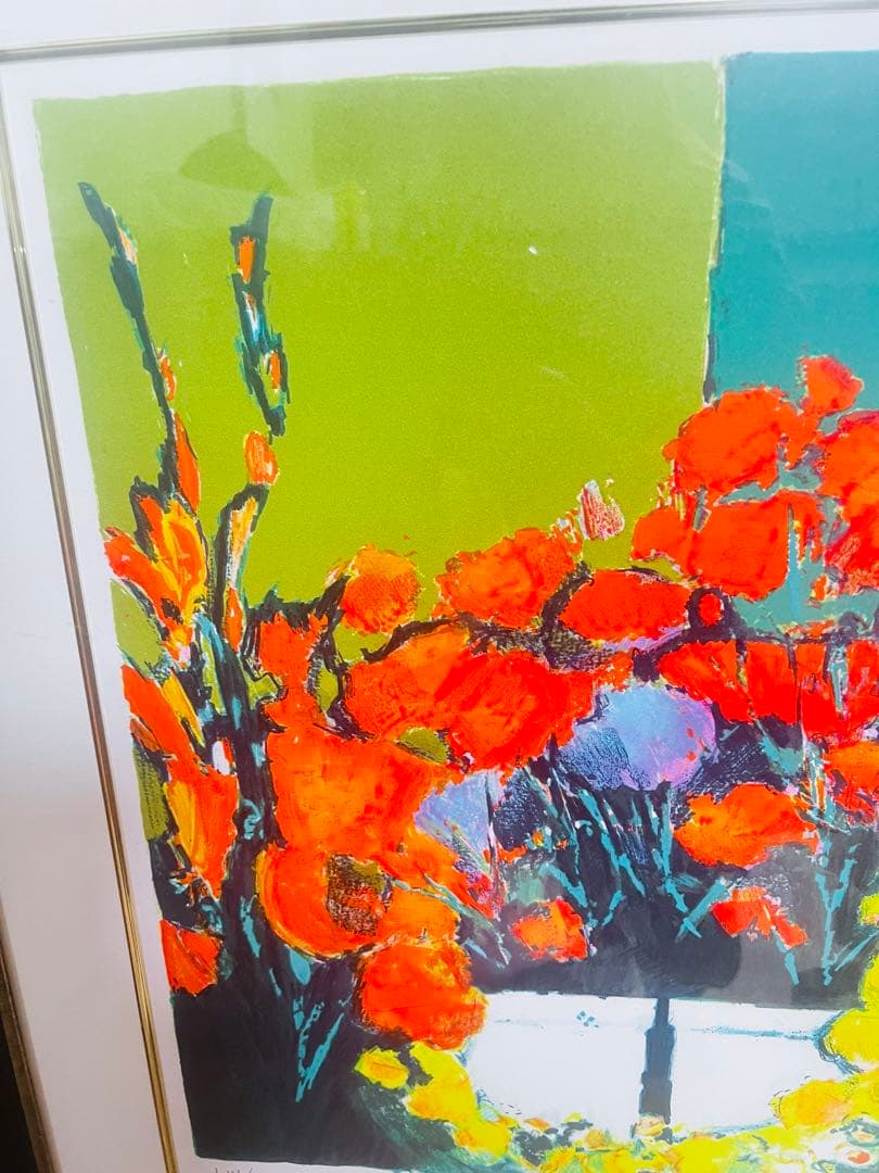 ジャン・クロード・アレンバック作 リトグラフ 版画 サイン入り グラジオラスの花