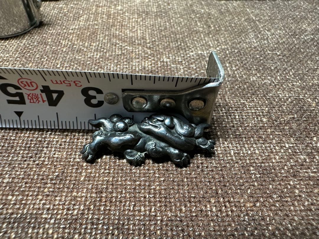 獅子　銀　金具　煙草入れ金具　骨董古美術