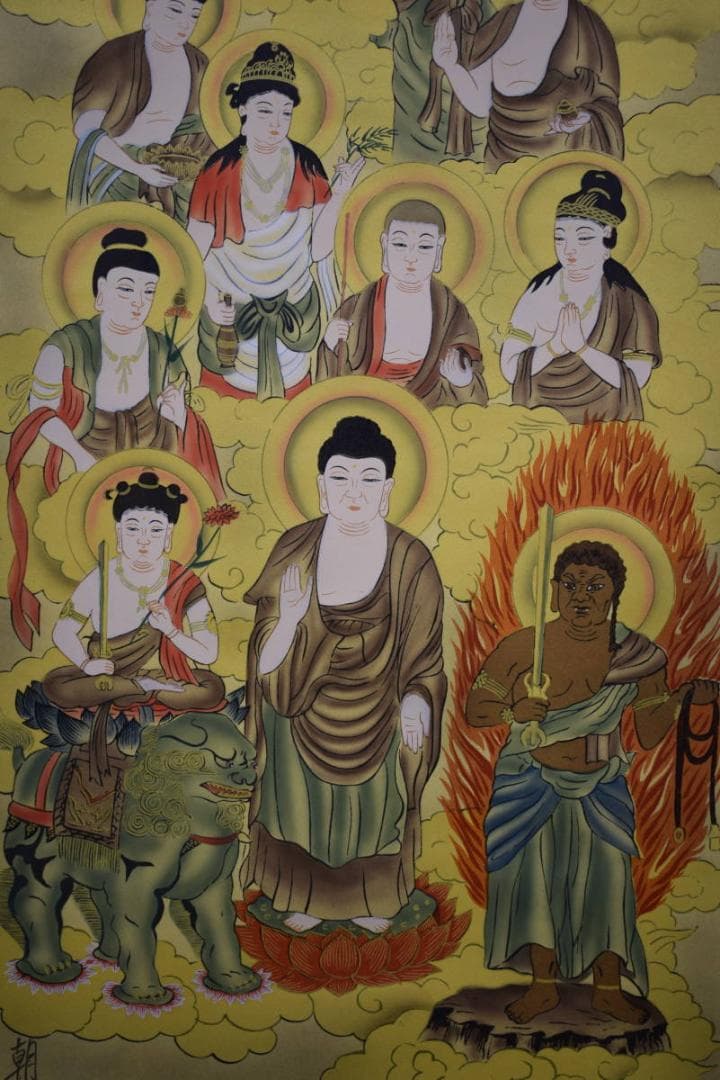 真作/朝陽/十三佛/桐共箱付/布袋屋掛軸HG-465