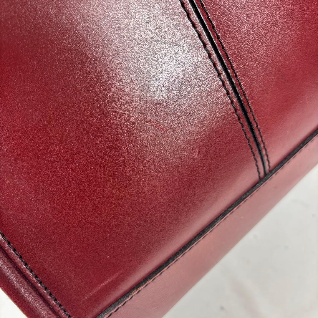 青木鞄 ボストンバッグ オールレザー ボルドー　鍵付き　自立