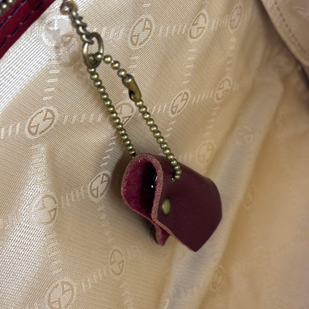 青木鞄 ボストンバッグ オールレザー ボルドー　鍵付き　自立