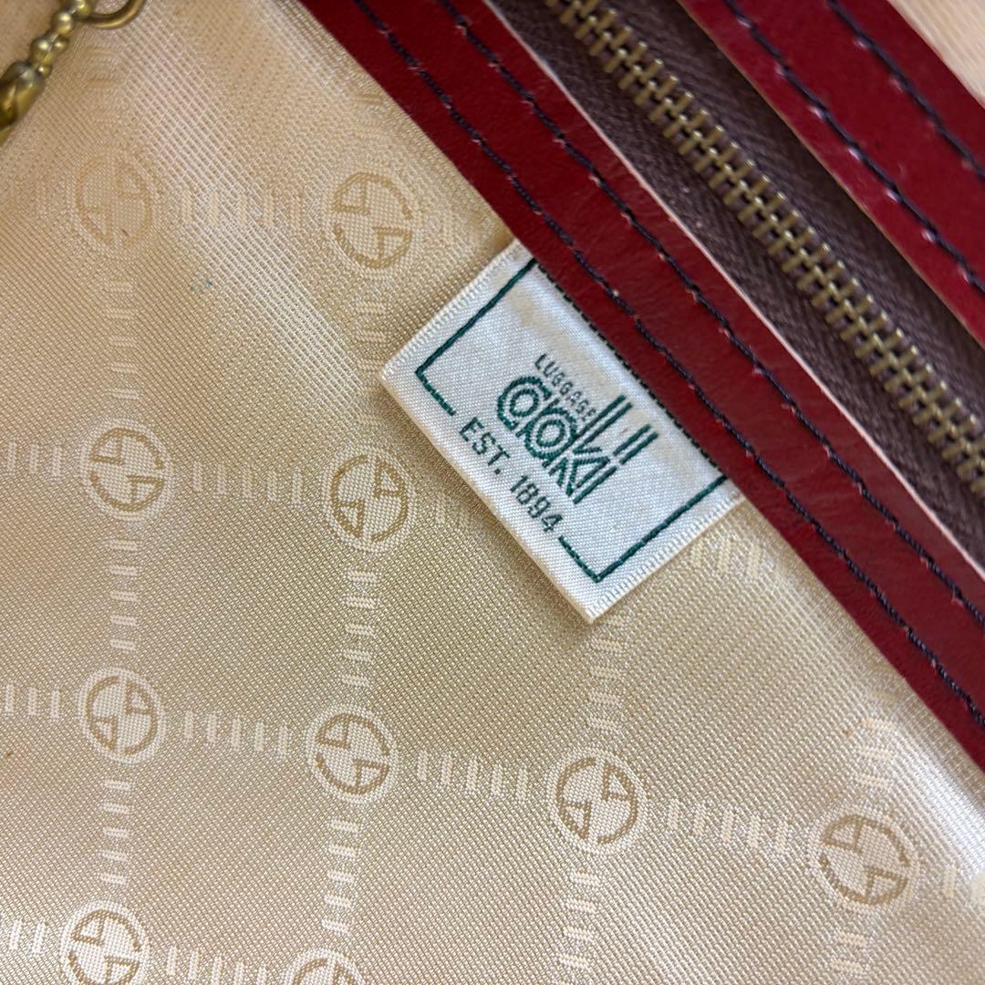 青木鞄 ボストンバッグ オールレザー ボルドー　鍵付き　自立