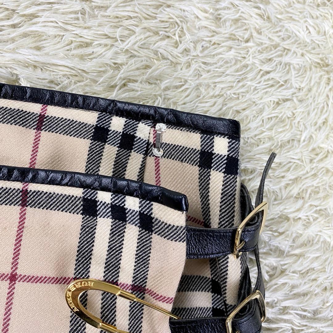 極美品 バーバリー ノバチェック スカート 安全ピン 三陽商会 38 ベージュ