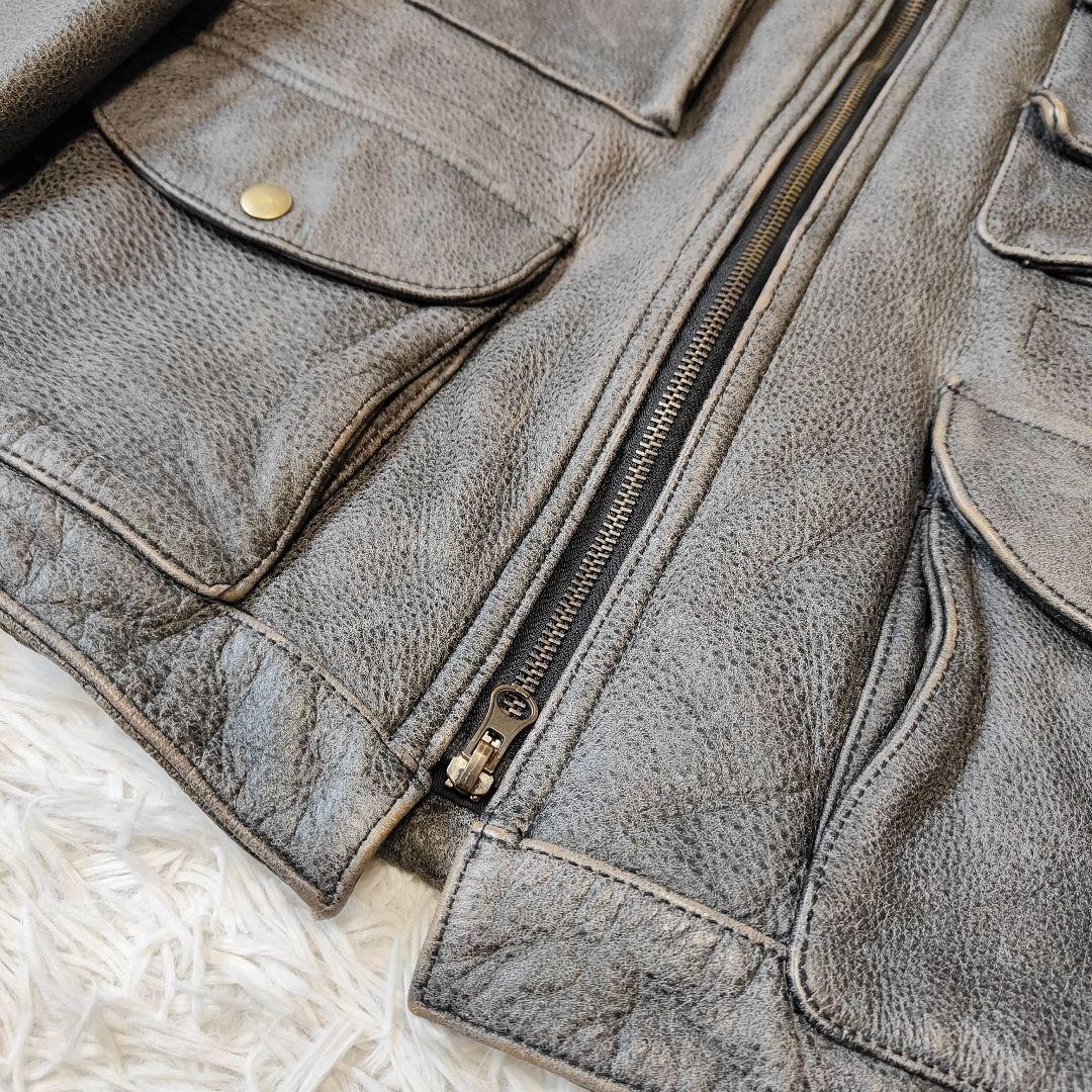 Y'2 LEATHER　レザー シングルライダース　M〜 L 牛革　グレー