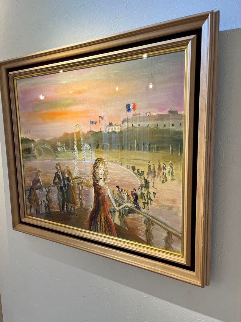 織田広比古　バラ色のパリ　油彩画　F20 大作