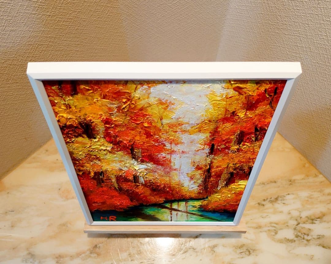 油絵 絵画【紅葉の湖】