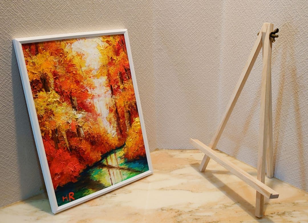 油絵 絵画【紅葉の湖】