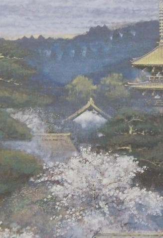 後藤純男、【塔の春】、希少な額装用画集より、新品額装付、状態良好