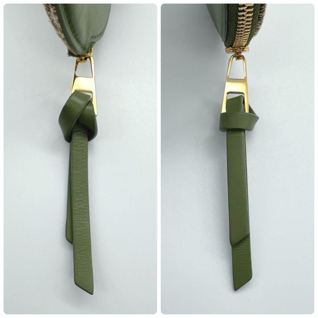 ❤️美品❤️ロエベ　リピートアナグラム　ジャガード　サークルケース　カーキ