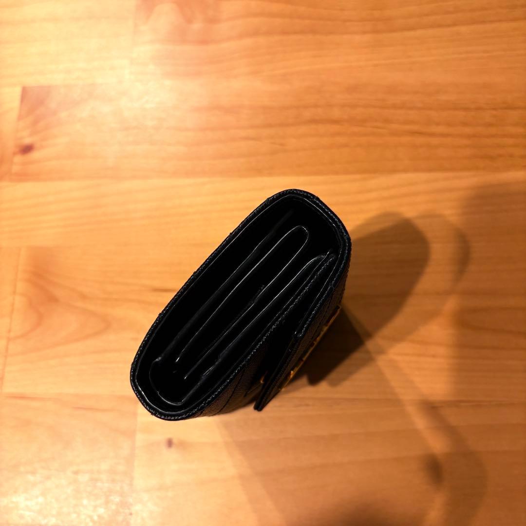 イヴサンローラン 三つ折り財布 YSL カサンドラ キャビアスキン