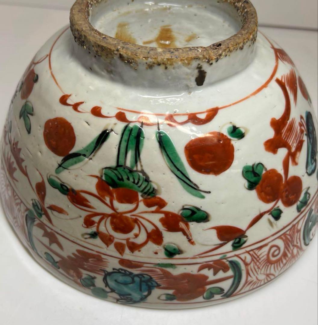 中国明時代　明代の大椀　果物鉢　南京赤絵大壷　置物　アンティーク　骨董　飾り物