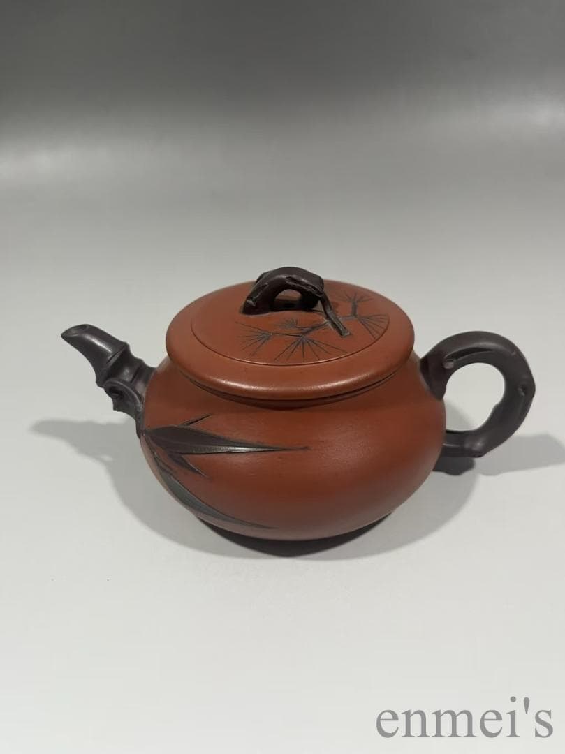 中国古美術 中国宜興 紫砂壺 歳寒三友壺 底款:顧景舟 原鉱紅泥 急須 陶器茶器