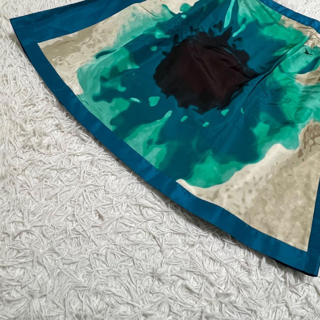 美品✨セリーヌ シルク 総柄 花 スカート グリーン 38