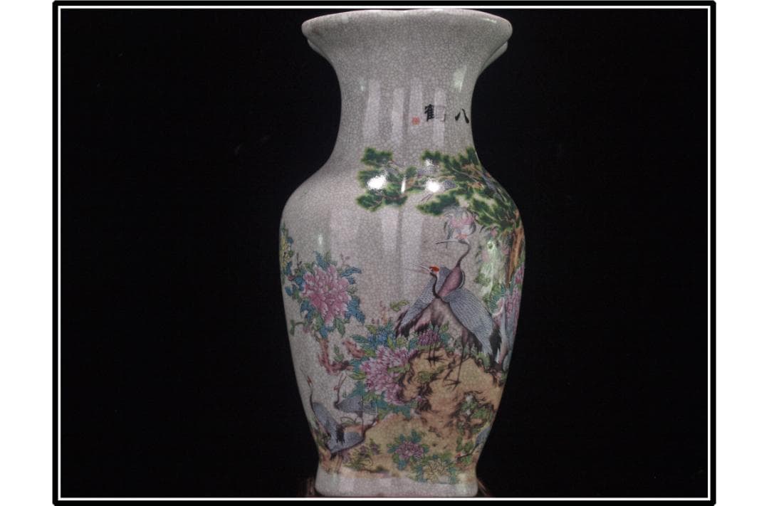 祖父蔵出品　　中国 清時代　在銘手描き花瓶 骨董品 DE1038B12-5