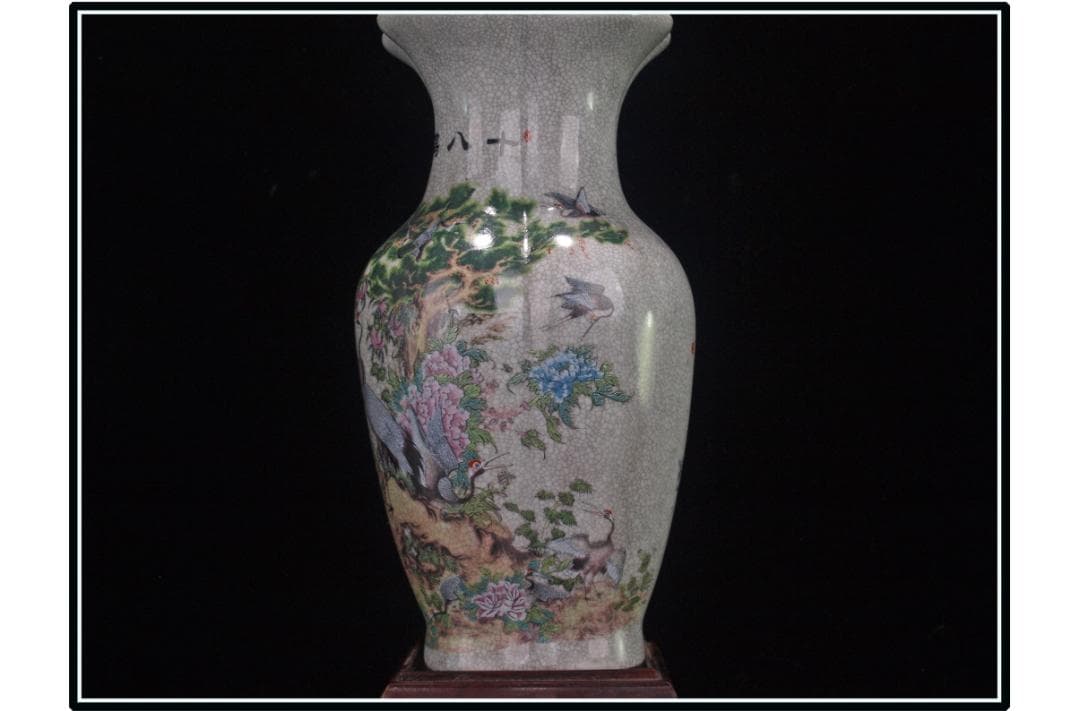 祖父蔵出品　　中国 清時代　在銘手描き花瓶 骨董品 DE1038B12-5