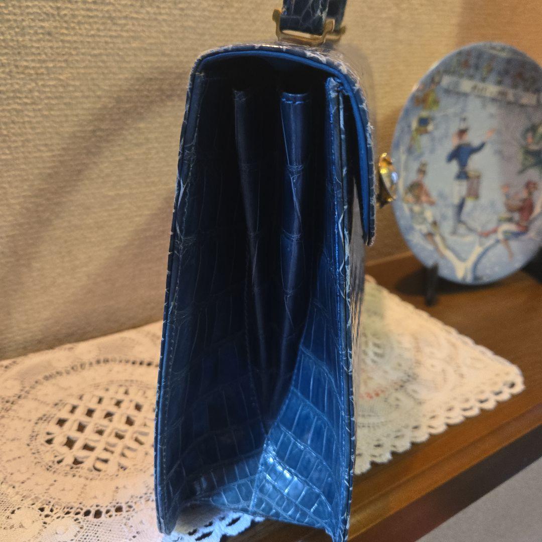ヴィンテージイタリー jardin des sacs スモールクロコ 青 バッグ