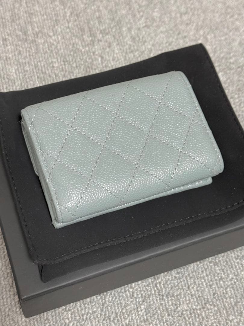 CHANEL シャネル ミニ財布 コンパクトウォレット ブルーグレー