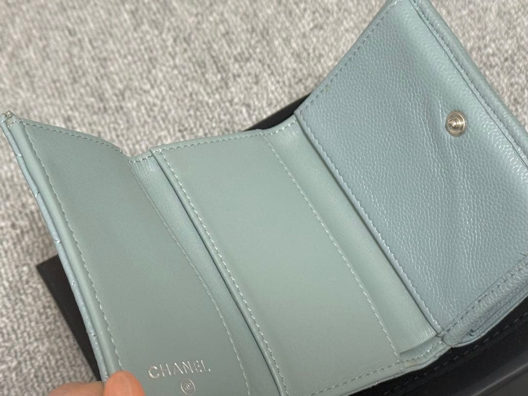 CHANEL シャネル ミニ財布 コンパクトウォレット ブルーグレー