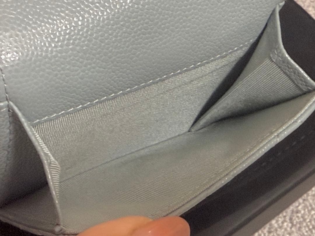 CHANEL シャネル ミニ財布 コンパクトウォレット ブルーグレー