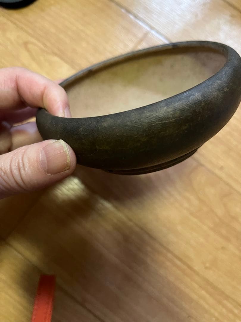 盆栽鉢　希少絶品常滑　泥珠窯正文　紫泥上紐下帯鋲打ち雲脚鉢ミニ盆栽鉢おまけ鉢付き