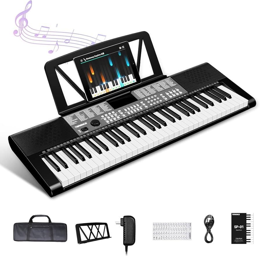 61鍵盤 多機能電子ピアノ キーボード 電子ピアノ ピアノ コードレスキーボード