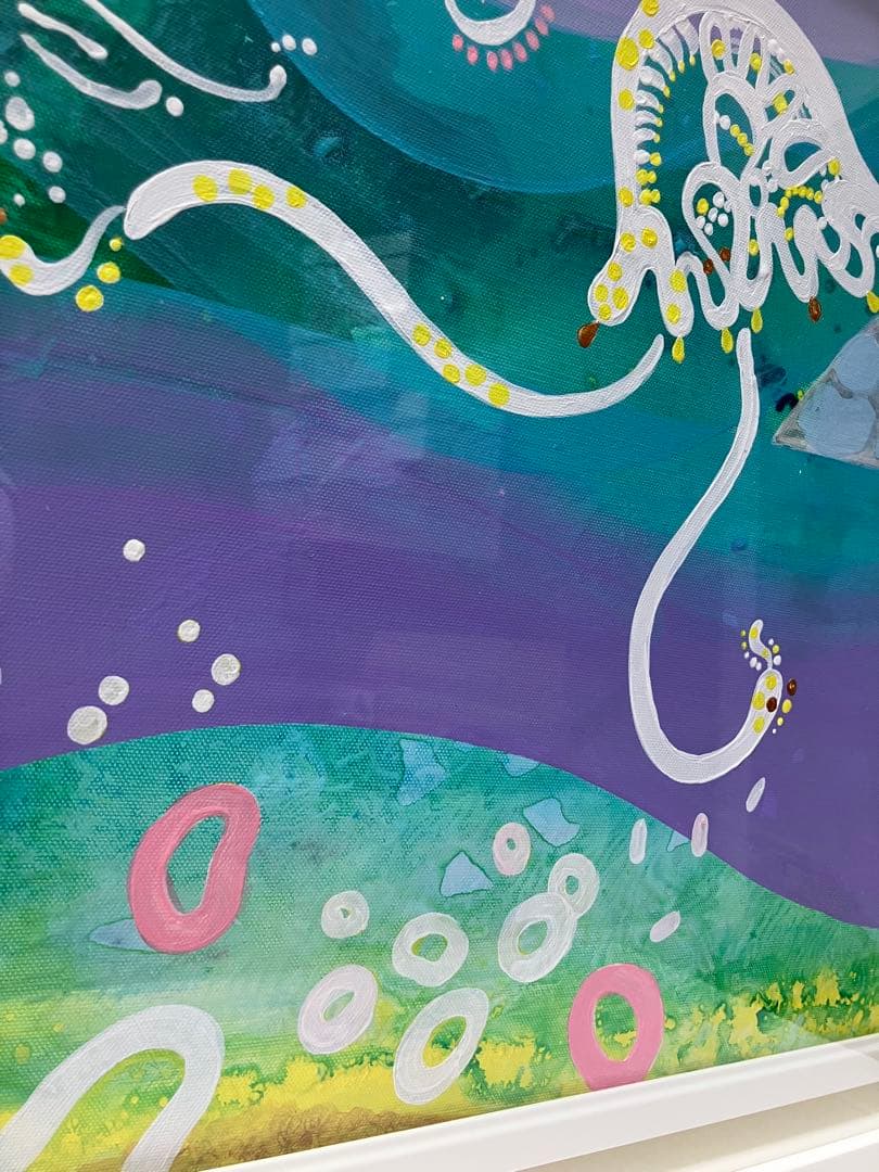 抽象画 アクリル 海の生物 F8