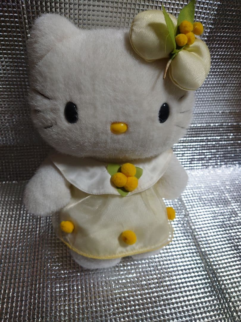希少 平成レトロ 2000年 キティー ぬいぐるみ ドレス 花 Lサイズ