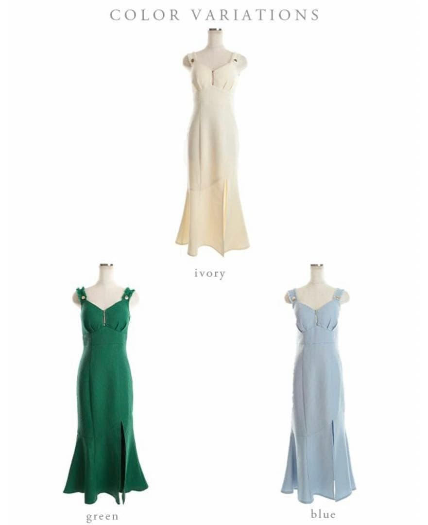 【美品☆】ROBE de FLEUR ツイードタイトロングドレス グリーン