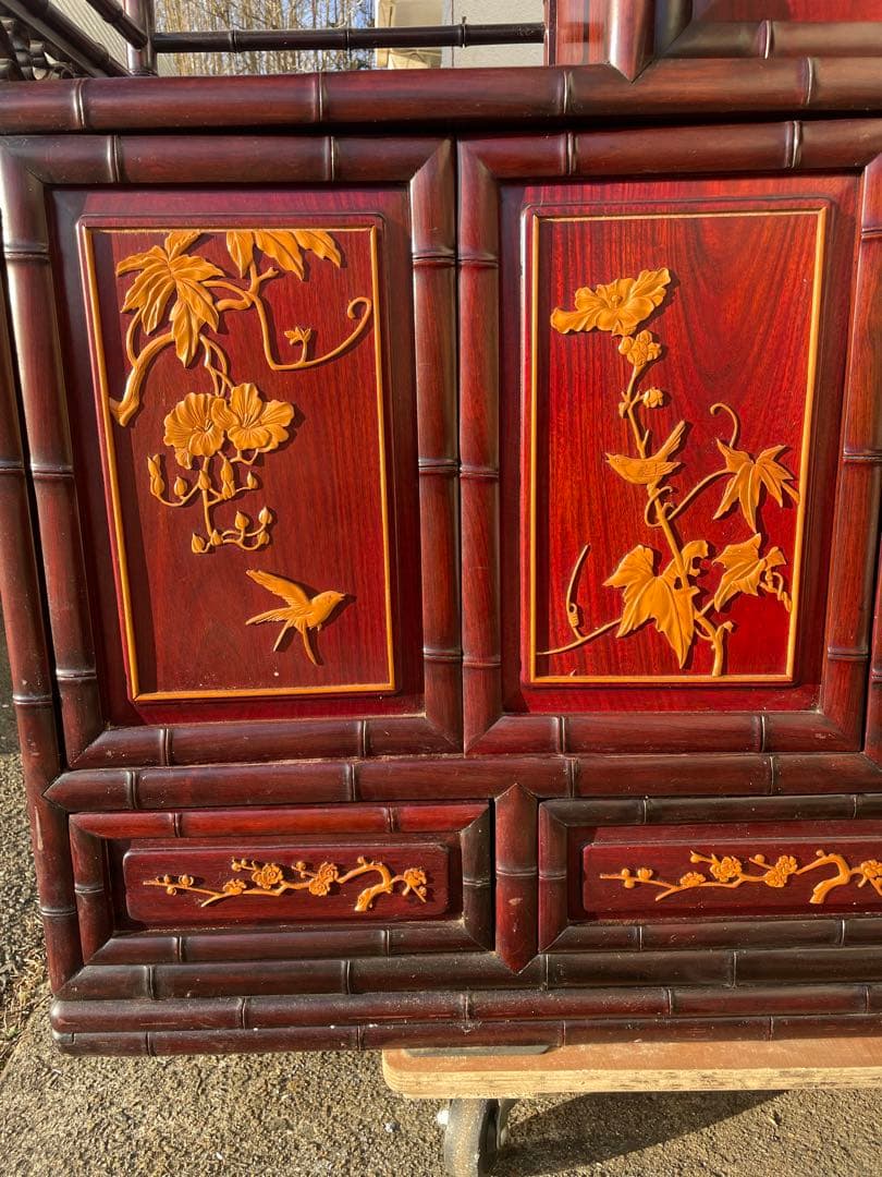 【高級】唐木　茶棚　中国家具　アンティーク　収納　茶箪笥