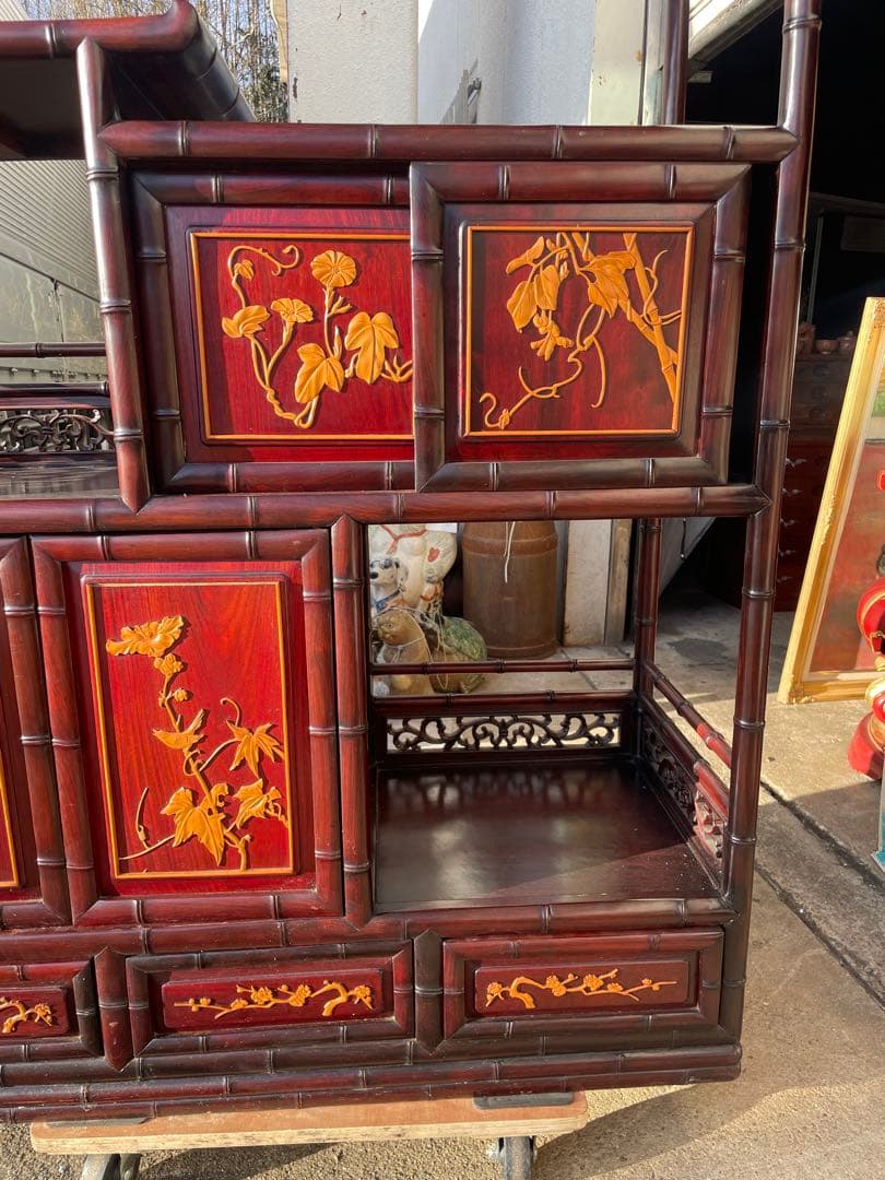 【高級】唐木　茶棚　中国家具　アンティーク　収納　茶箪笥