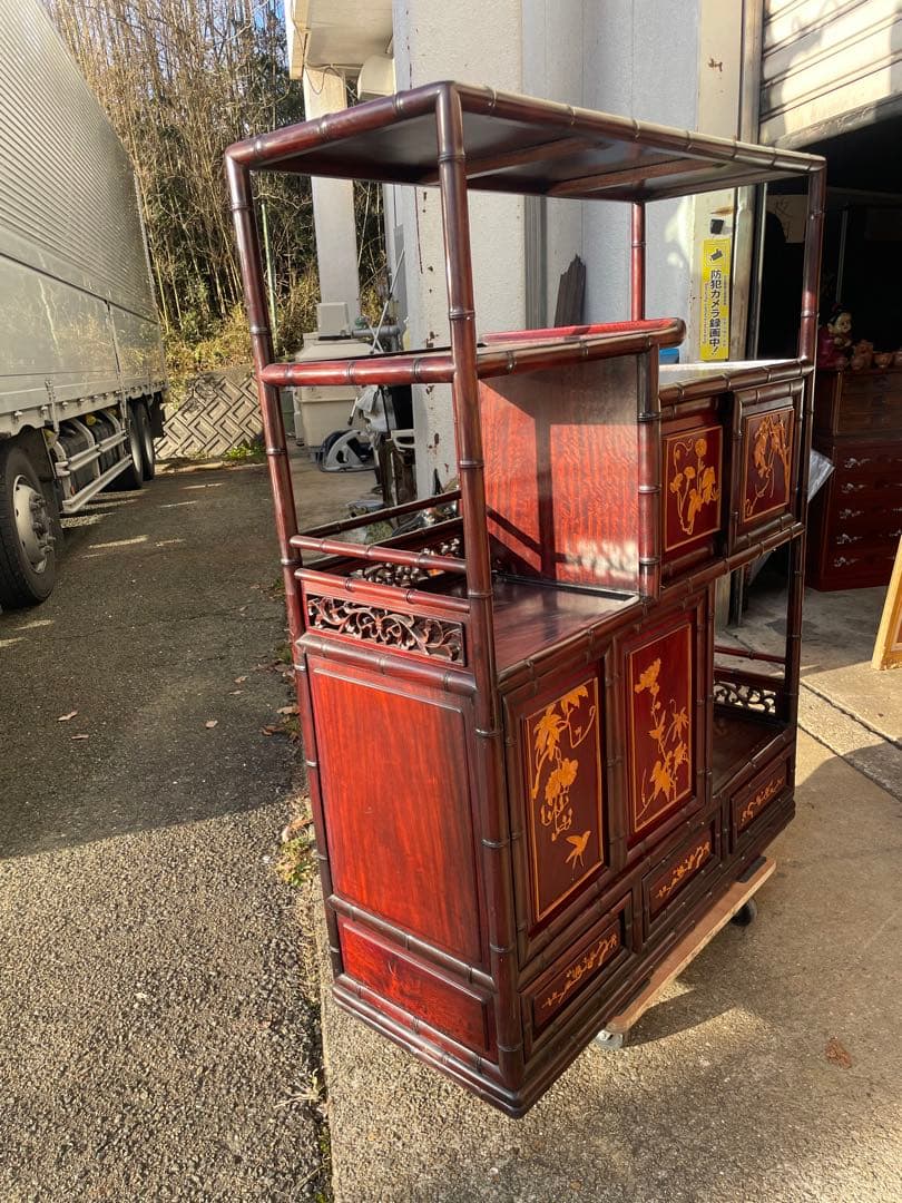 【高級】唐木　茶棚　中国家具　アンティーク　収納　茶箪笥
