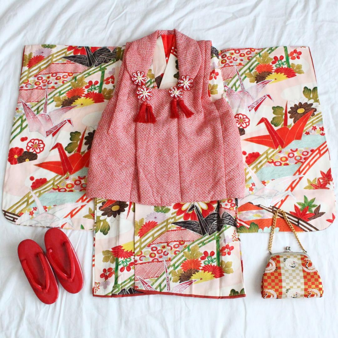 七五三 3歳 女の子 子供 アンティーク 着物 被布 セット 羽織つき