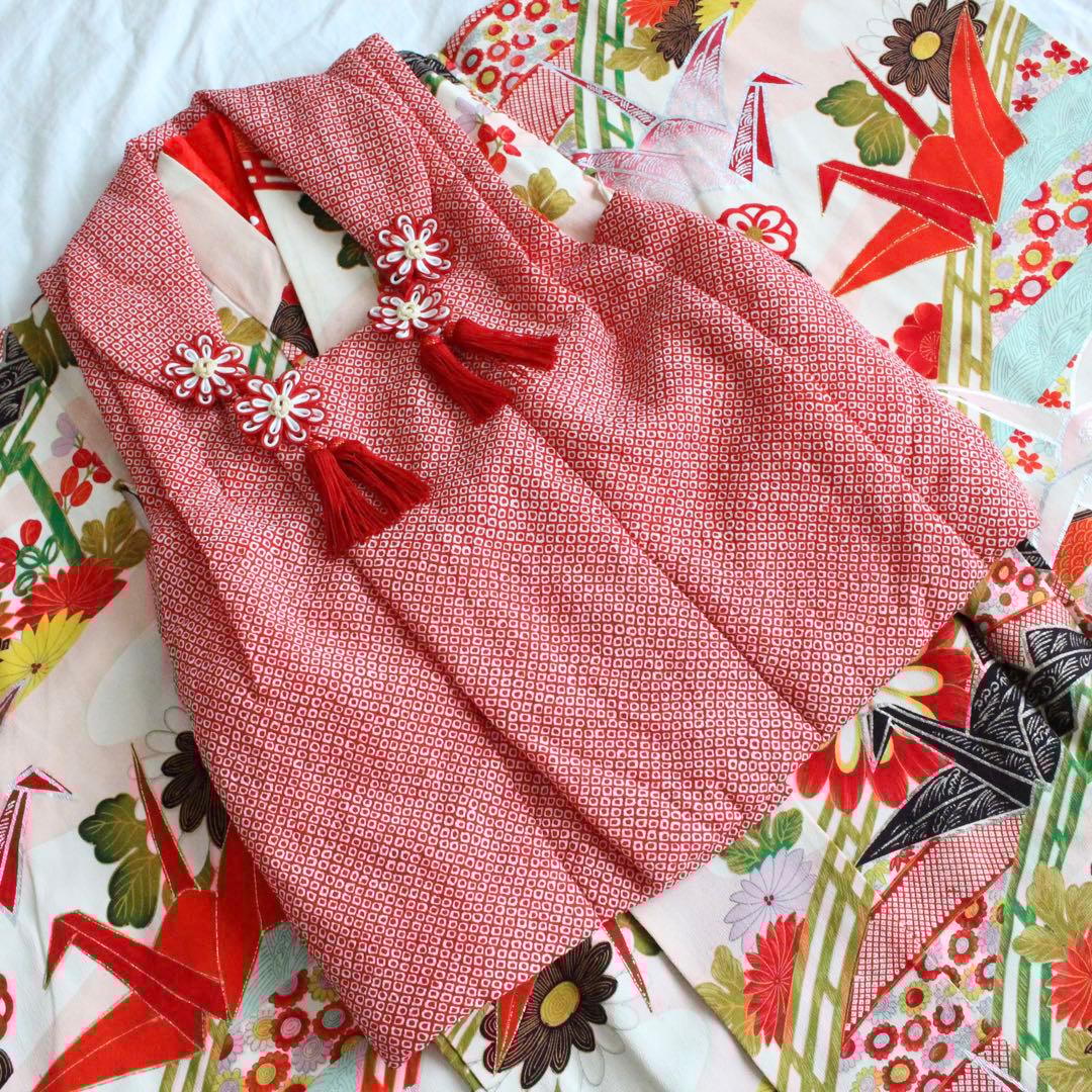 七五三 3歳 女の子 子供 アンティーク 着物 被布 セット 羽織つき