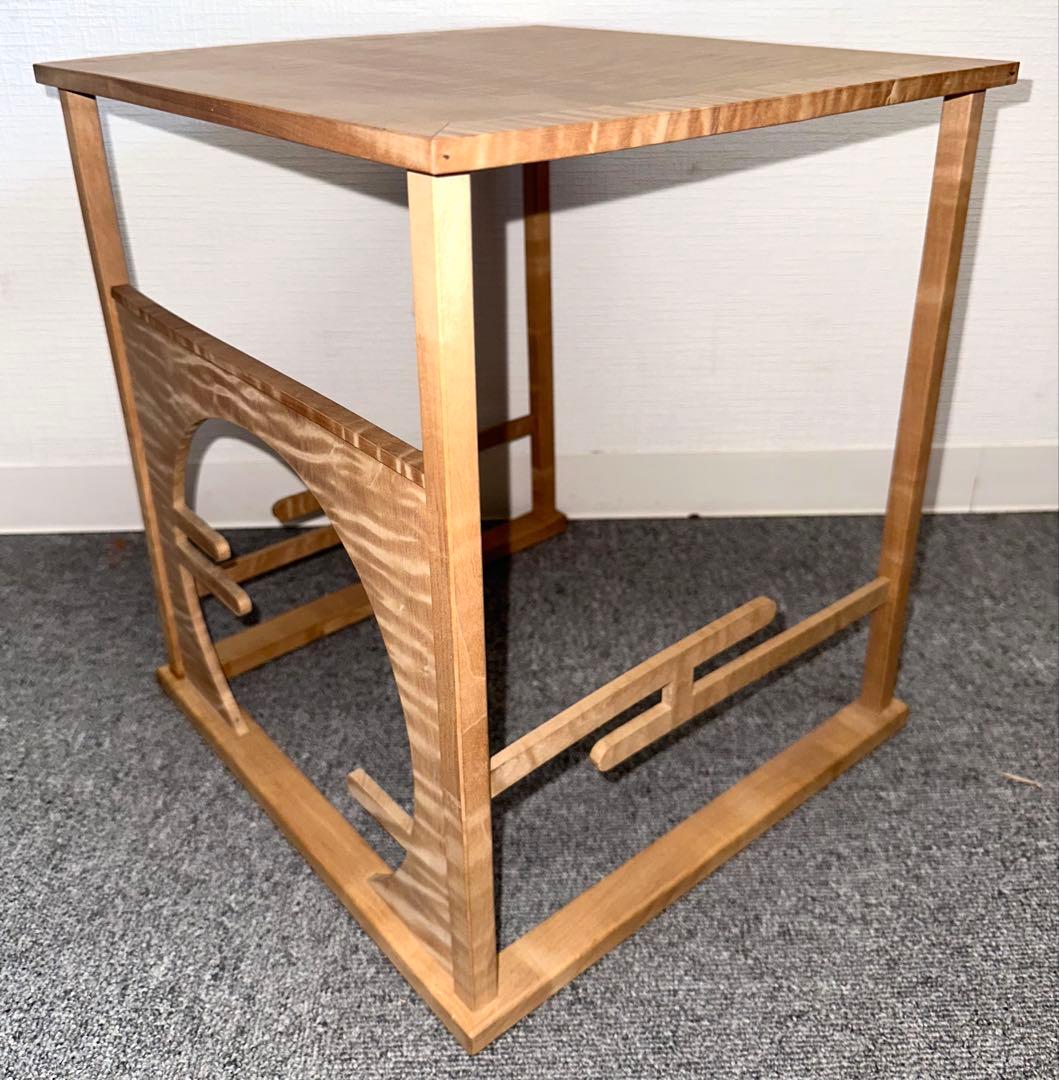 指物師　平安栄斎作　旭棚　茶道具　茶棚　四方棚　玉杢材