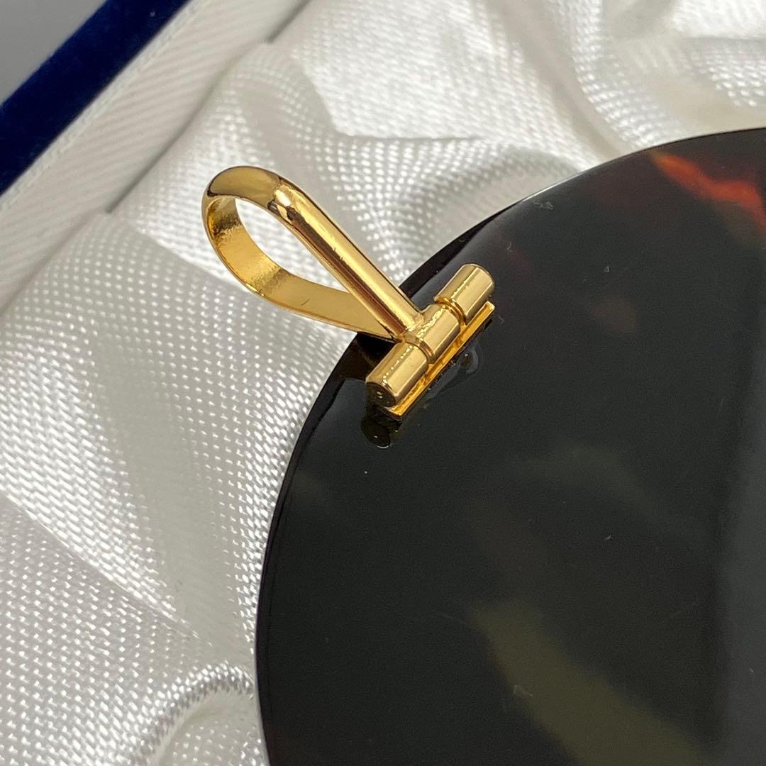 英成 作 べっこう 彪 ブローチ ヒョウ べっ甲 作家 箱入 美品