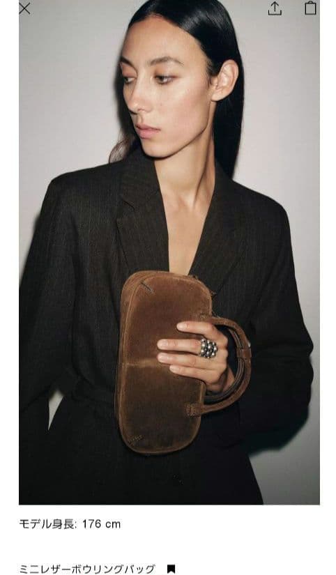 ZARA　ミニレザーボウリングバッグ