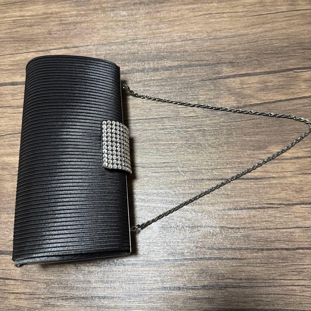 タカシマヤ　フォーマル　パーティーバック　ハンドバック　ブラックプリーツ