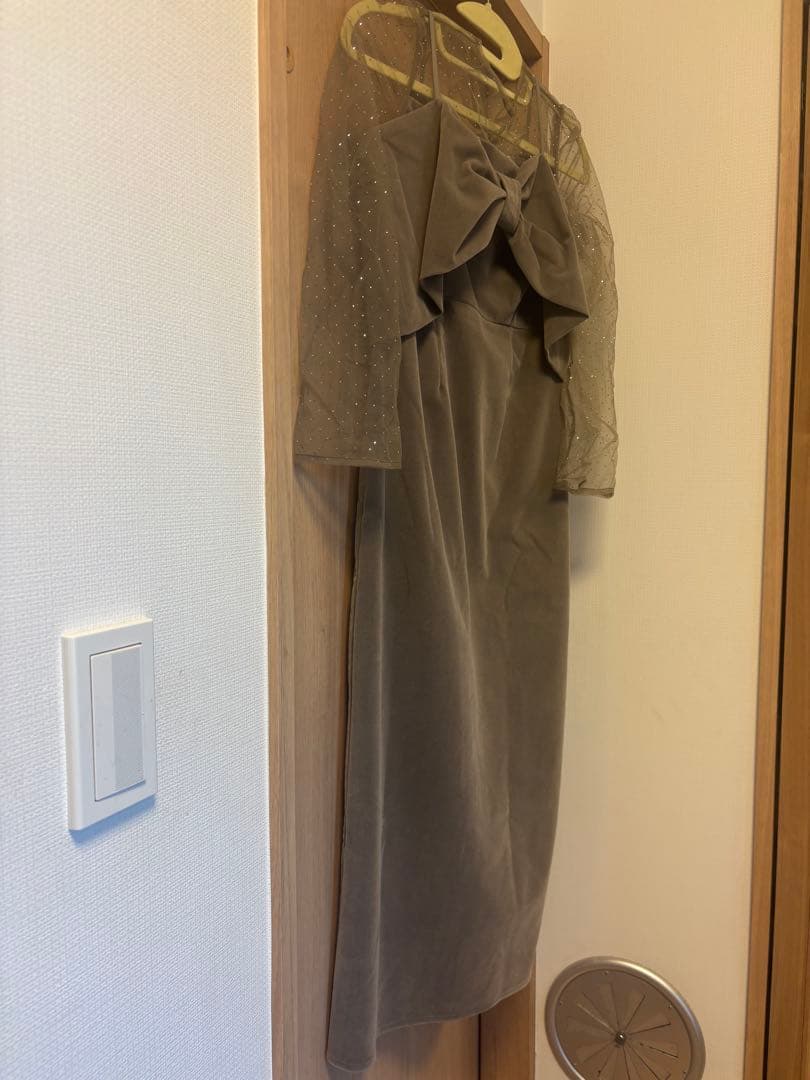 【LEJA】2WAYリボンビスチェドットストーンベロアIラインドレスワンピースM