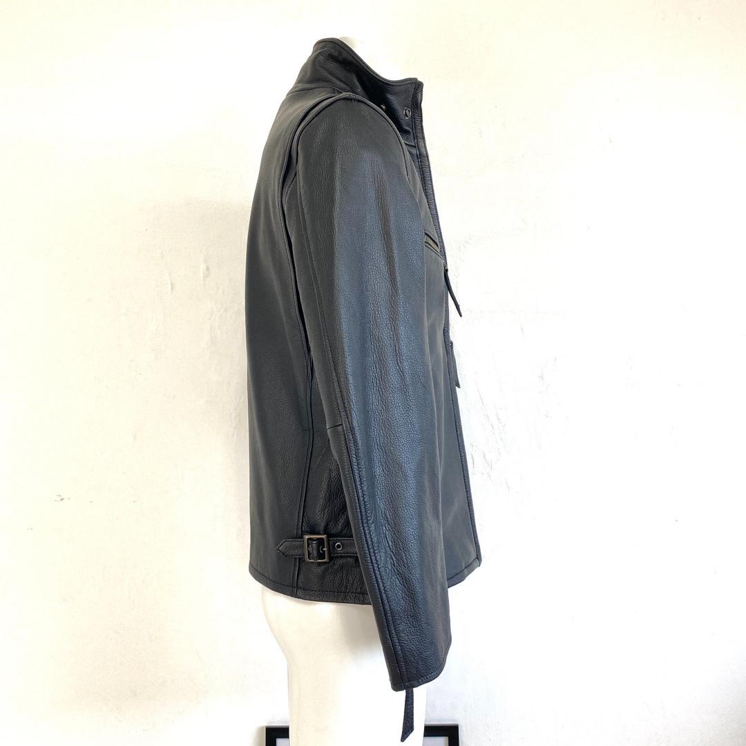 【大人気】ブラック シングルライダース レザージャケット 牛革 黒 メンズ