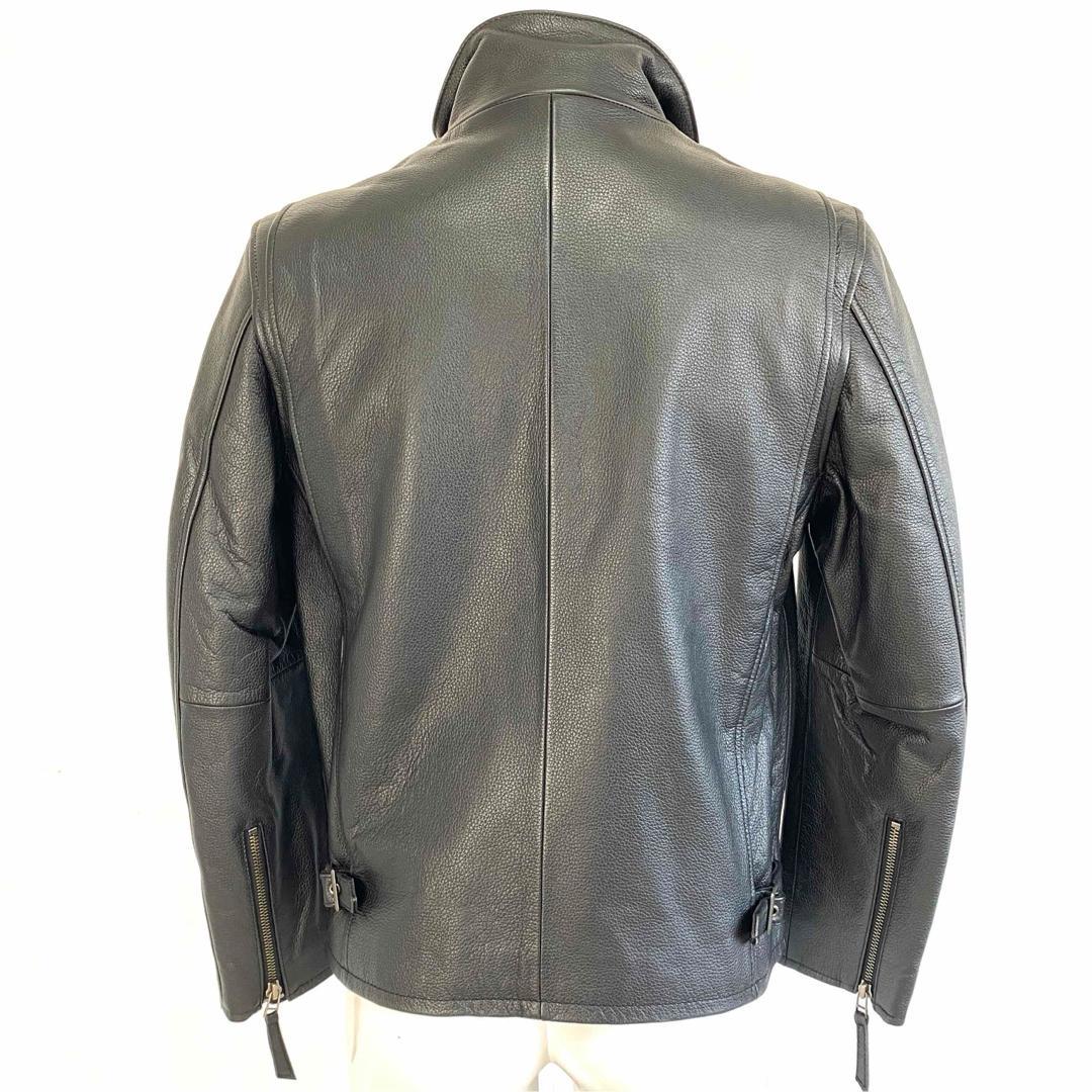 【大人気】ブラック シングルライダース レザージャケット 牛革 黒 メンズ