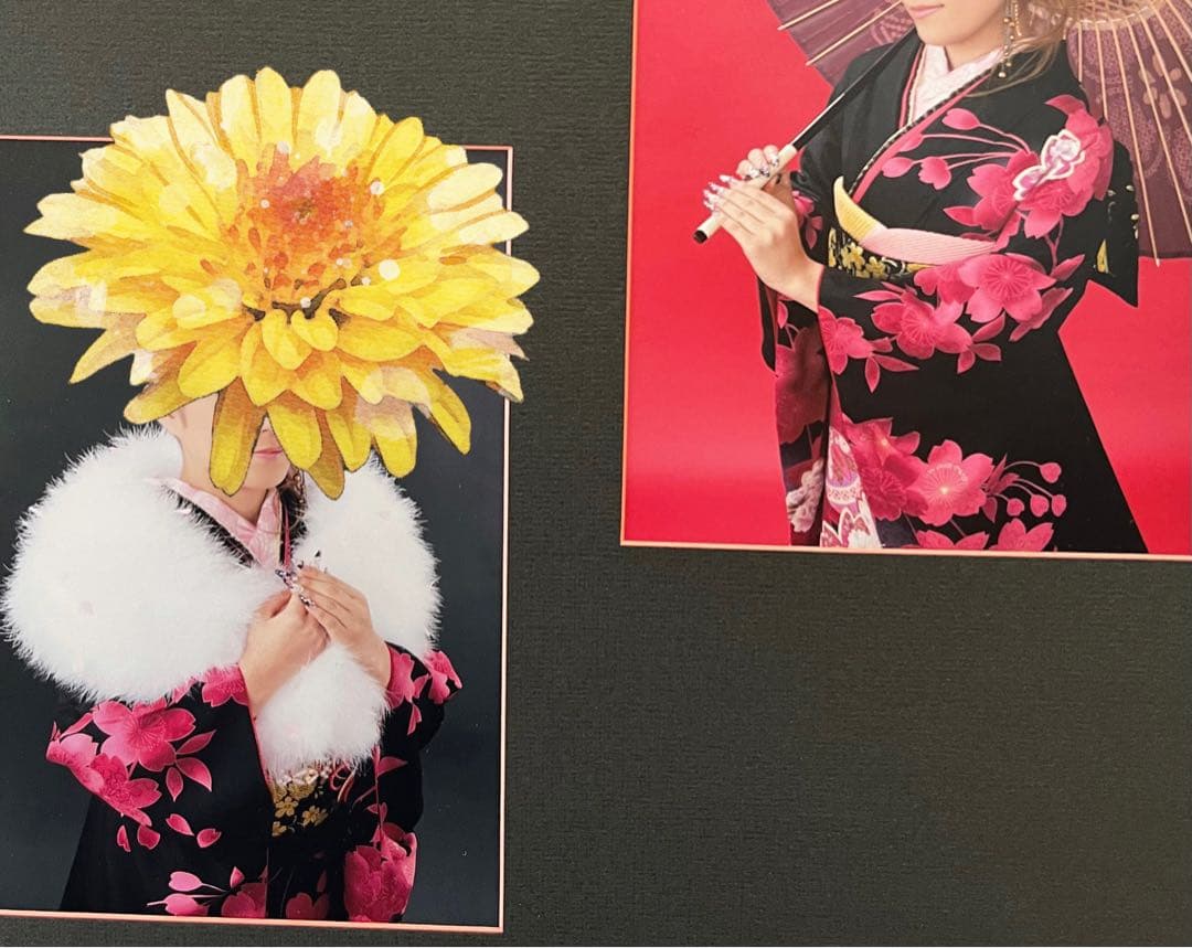 最終値下げ！振袖フルセット　黒とピンクの花柄