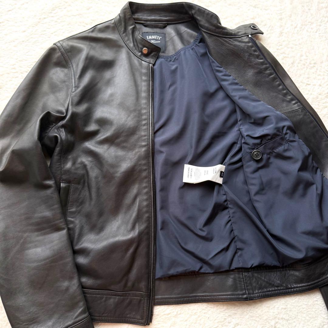 EMMETI JURI シングル ライダース ジャケット ラムレザー とろみ M