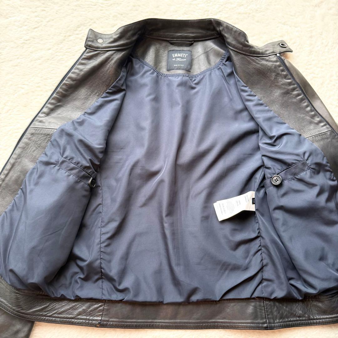 EMMETI JURI シングル ライダース ジャケット ラムレザー とろみ M