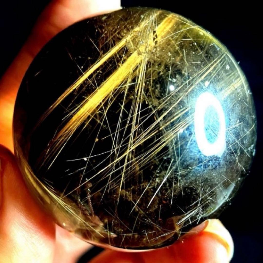 超絶綺麗✨50mm ゴールドルチルクォーツ　丸玉　スフィア　金針水晶
