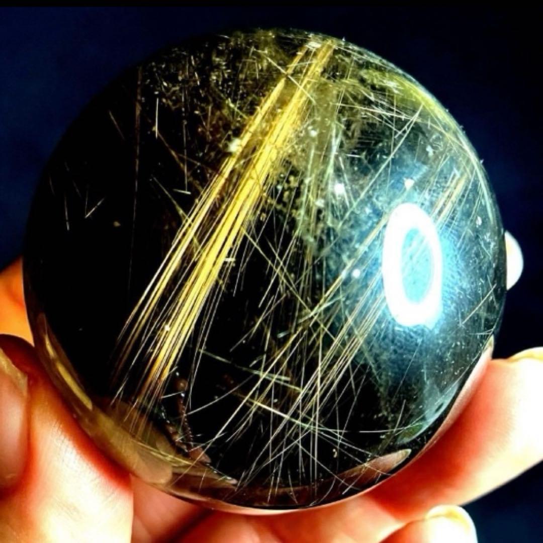 超絶綺麗✨50mm ゴールドルチルクォーツ　丸玉　スフィア　金針水晶