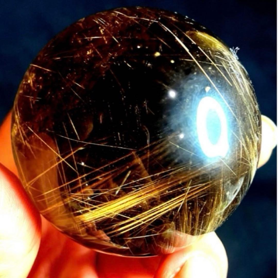 超絶綺麗✨50mm ゴールドルチルクォーツ　丸玉　スフィア　金針水晶