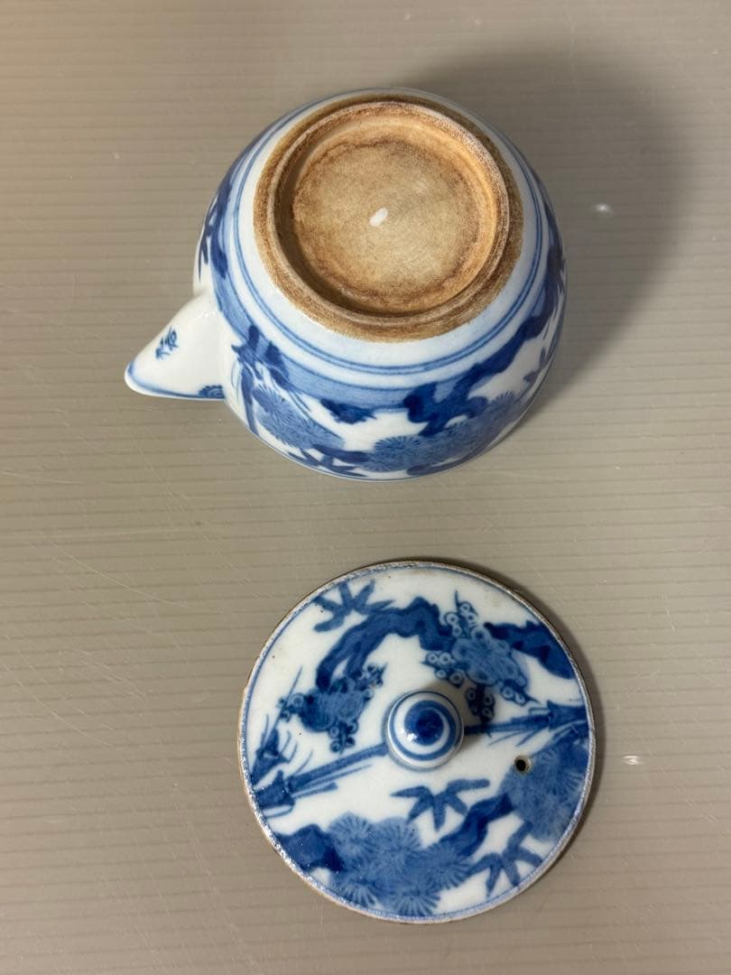 2385 九谷焼　染付青花　松竹梅　宝瓶　時代物