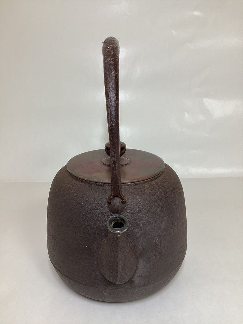 茶道具 古物品 鉄瓶 棗形 象嵌入 長文作 木箱入